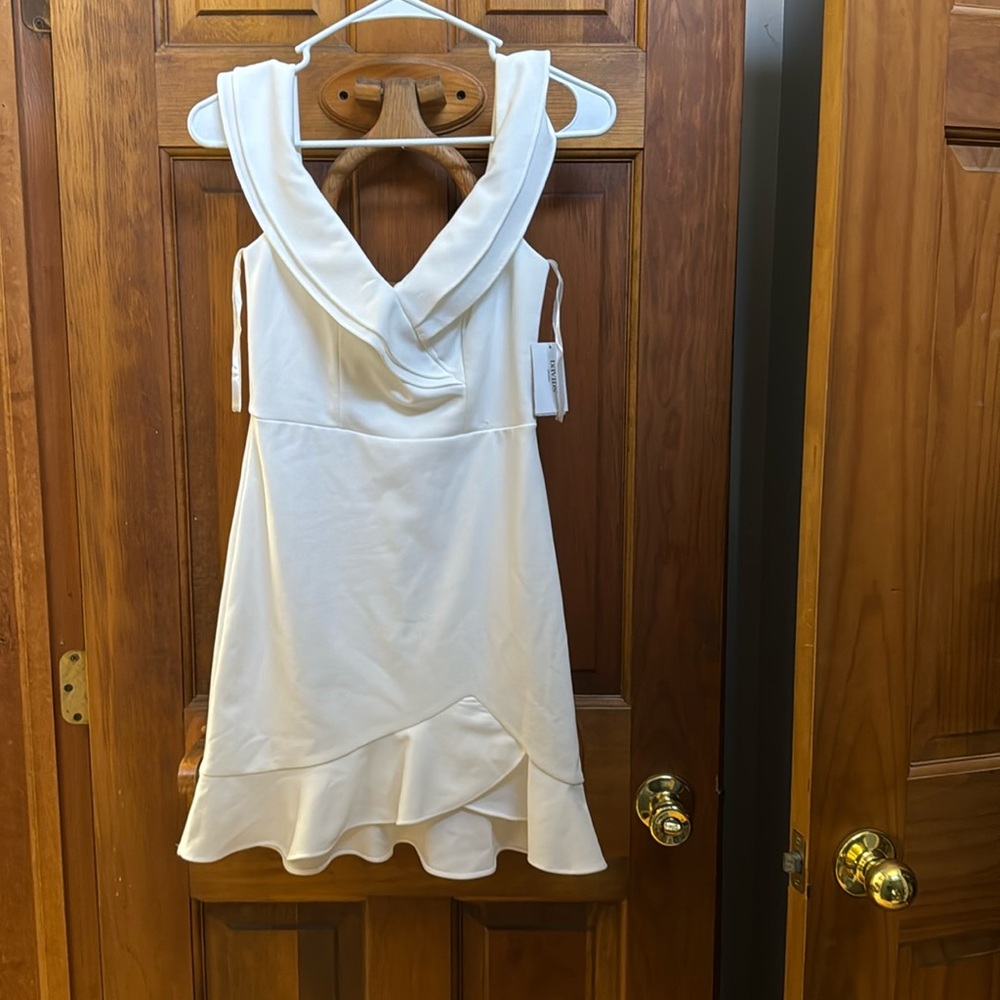 David’s bridal white mini dress